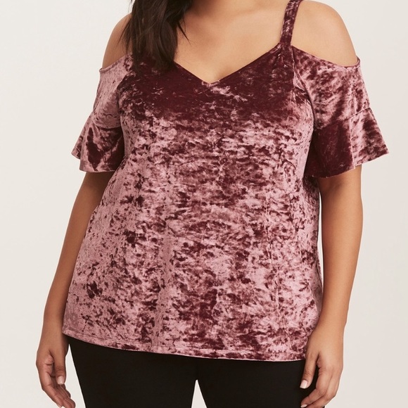 torrid Tops - Crushed Velvet Cold Shoulder Top